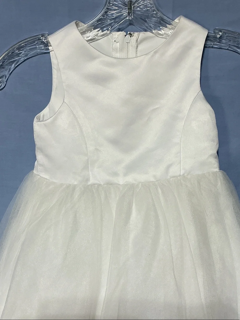 David's Bridal White Girls Sleeveless Tulle Dress Sz 3 - Picture 2 of 7